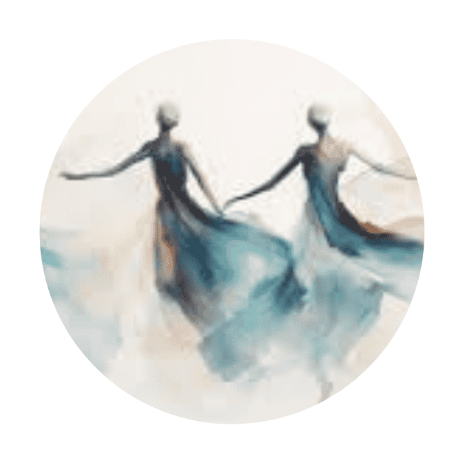 Water painting of elegant dancers